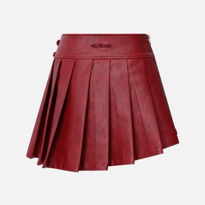 Trendy Slant Faux Leather Mini Skirt for Y2K Aesthetic and Grunge Style Outfits