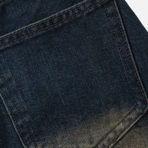 Trendy Slit Washed Denim Skirt for Y2K Aesthetic and Grunge Style Outfits