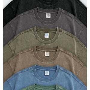 Trendy Solid Color Loose Washed T-Shirt for Y2K Aesthetic and Casual Outfits