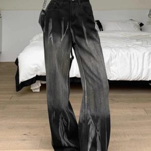 Trendy Tie Dye High Rise Boyfriend Jeans for Y2K Aesthetic and Grunge Style Outfits