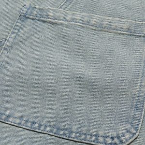 Trendy Washed Denim Short Sleeve Shirt for Y2K Aesthetic and Grunge Style Outfits