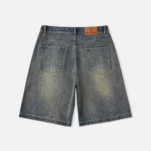 Trendy Washed Distressed Jorts for Y2K Aesthetic Outfits and Grunge Style Looks