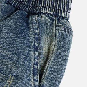 Trendy Washed Drawstring Jeans for Y2K Aesthetic Outfits and Comfy Casual Looks