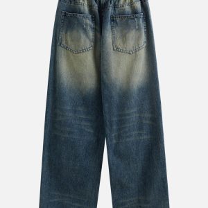 Trendy Washed Drawstring Jeans for Y2K Aesthetic Outfits and Comfy Casual Looks