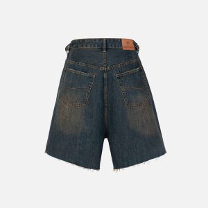 Trendy Washed Fringe Jorts for Y2K Aesthetic Outfits and Grunge Style Looks