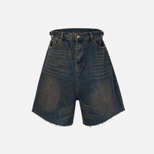 Trendy Washed Fringe Jorts for Y2K Aesthetic Outfits and Grunge Style Looks