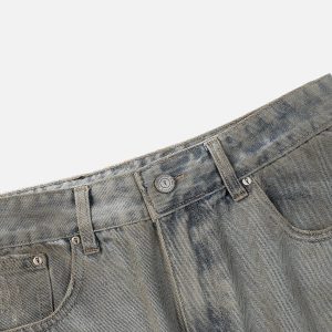 Trendy Washed Graffiti Jeans for Y2K Aesthetic Outfits and Grunge Style Looks