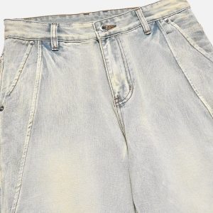 Trendy Washed Loose Jeans for Y2K Aesthetic Outfits and Grunge Style Looks