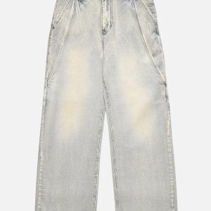 Trendy Washed Loose Jeans for Y2K Aesthetic Outfits and Grunge Style Looks