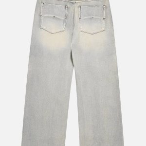 Trendy Washed Loose Jeans for Y2K Aesthetic Outfits and Grunge Style Looks