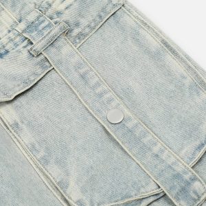 Trendy Washed Multi Pocket Cargo Jeans for Y2K Aesthetic and Grunge Style Lovers