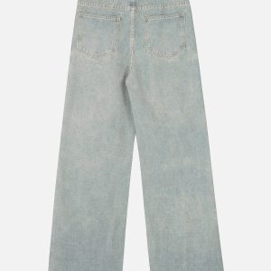 Trendy Washed Multi Pocket Cargo Jeans for Y2K Aesthetic and Grunge Style Lovers