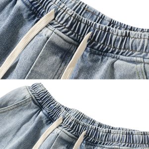 Trendy Washed Sports Denim Shorts for Y2K Aesthetic and Casual Summer Outfits