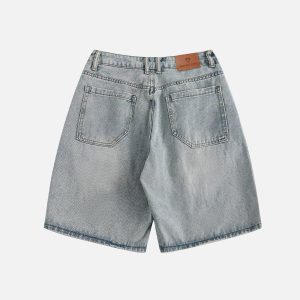 Trendy Washed Wrinkle Jorts for Y2K Aesthetic Outfits and Casual Grunge Style