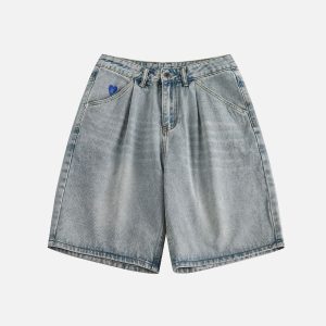 Trendy Washed Wrinkle Jorts for Y2K Aesthetic Outfits and Casual Grunge Style