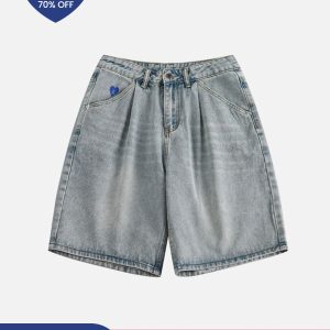 Trendy Washed Wrinkle Jorts for Y2K Aesthetic Outfits and Casual Grunge Style