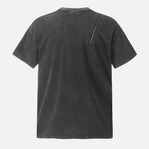 Trendy Washed Zip Up Tee for Y2K Aesthetic Outfits and Comfy Casual Looks