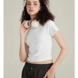 Trendy Y2K Aesthetic Women's Sports T-Shirt - Cute and Comfy for Active Outfits