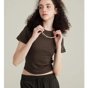 Trendy Y2K Aesthetic Women's Sports T-Shirt - Cute and Comfy for Active Outfits