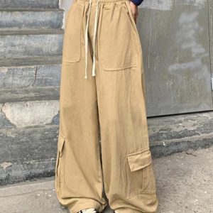 Trendy Y2K Baggy Cargo Pants for a Chic Coquette Aesthetic Look