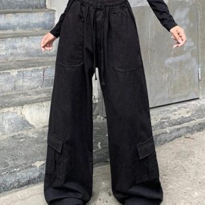 Trendy Y2K Baggy Cargo Pants for a Chic Coquette Aesthetic Look