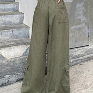 Trendy Y2K Baggy Cargo Pants for a Chic Coquette Aesthetic Look