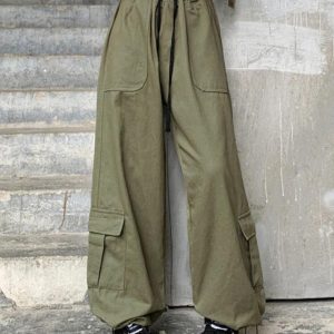 Trendy Y2K Baggy Cargo Pants for a Chic Coquette Aesthetic Look