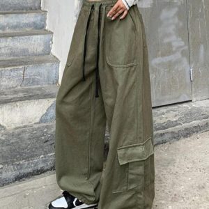 Trendy Y2K Baggy Cargo Pants for a Chic Coquette Aesthetic Look