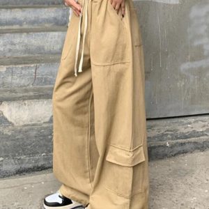 Trendy Y2K Baggy Cargo Pants for a Chic Coquette Aesthetic Look