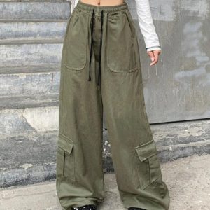 Trendy Y2K Baggy Cargo Pants for a Chic Coquette Aesthetic Look