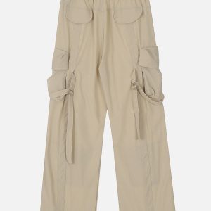 Trendy Y2K Belt Pocket Cargo Pants for a Chic Coquette Aesthetic Look