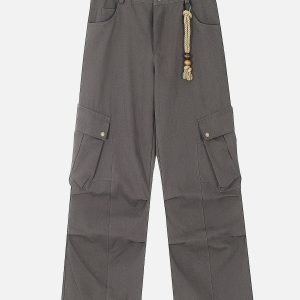 Trendy Y2K Big Pocket Cargo Pants for a Chic Grunge Aesthetic Look