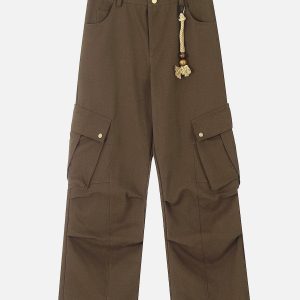 Trendy Y2K Big Pocket Cargo Pants for a Chic Grunge Aesthetic Look