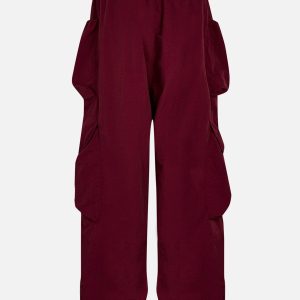 Trendy Y2K Big Pocket Drawstring Cargo Pants for Chic Coquette and Grunge Aesthetics