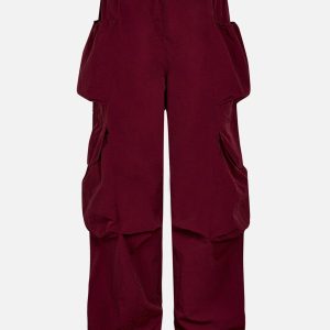 Trendy Y2K Big Pocket Drawstring Cargo Pants for Chic Coquette and Grunge Aesthetics