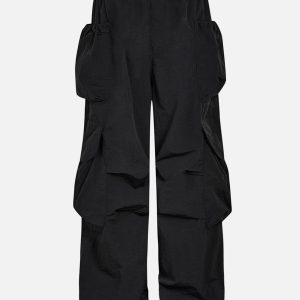 Trendy Y2K Big Pocket Drawstring Cargo Pants for Chic Coquette and Grunge Aesthetics