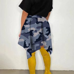 Trendy Y2K Camouflage Cargo Skirt for Grunge Aesthetic and Coquette Style Outfits