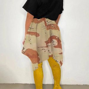 Trendy Y2K Camouflage Cargo Skirt for Grunge Aesthetic and Coquette Style Outfits