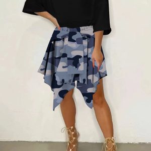 Trendy Y2K Camouflage Cargo Skirt for Grunge Aesthetic and Coquette Style Outfits