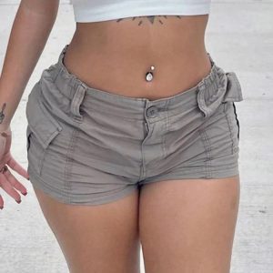 Trendy Y2K Cargo Pocket Up Shorts for Chic Coquette and Grunge Aesthetic Outfits