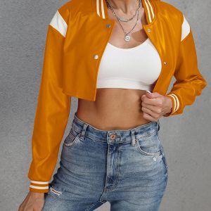 Trendy Y2K Cropped PU Jacket for Edgy Grunge Aesthetic and Coquette Style Outfits