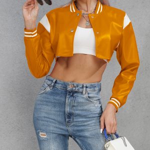 Trendy Y2K Cropped PU Jacket for Edgy Grunge Aesthetic and Coquette Style Outfits