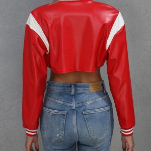 Trendy Y2K Cropped PU Jacket for Edgy Grunge Aesthetic and Coquette Style Outfits