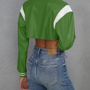 Trendy Y2K Cropped PU Jacket for Edgy Grunge Aesthetic and Coquette Style Outfits