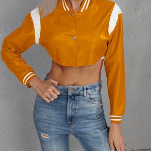 Trendy Y2K Cropped PU Jacket for Edgy Grunge Aesthetic and Coquette Style Outfits