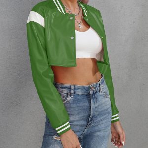 Trendy Y2K Cropped PU Jacket for Edgy Grunge Aesthetic and Coquette Style Outfits