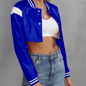 Trendy Y2K Cropped PU Jacket for Edgy Grunge Aesthetic and Coquette Style Outfits