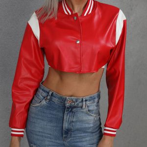 Trendy Y2K Cropped PU Jacket for Edgy Grunge Aesthetic and Coquette Style Outfits