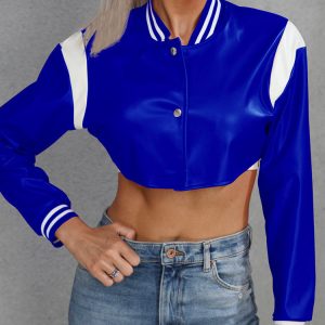 Trendy Y2K Cropped PU Jacket for Edgy Grunge Aesthetic and Coquette Style Outfits