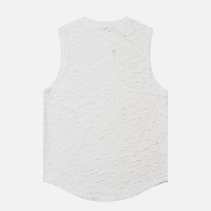 Trendy Y2K Cut-Out Distressed Tank Top for Grunge Aesthetic and Coquette Style